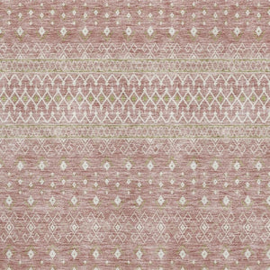 HomeRoots 9' X 12' Blush & Ivory Tribal Area Rug - Durable, UV-Protected, Soft & Stain-Resistant for Homes 657160