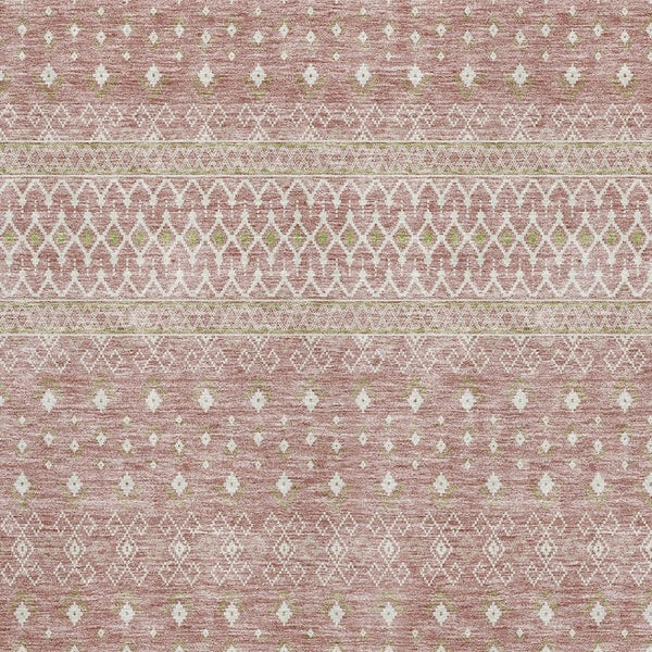 HomeRoots 9' X 12' Blush & Ivory Tribal Area Rug - Durable, UV-Protected, Soft & Stain-Resistant for Homes 657160
