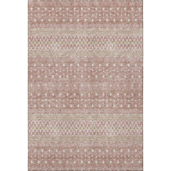 HomeRoots 9' X 12' Blush & Ivory Tribal Area Rug - Durable, UV-Protected, Soft & Stain-Resistant for Homes 657160