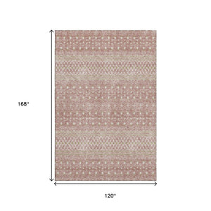 HomeRoots 10' X 14' Blush and Ivory Tribal Area Rug - UV Protected, Washable, Durable, and Soft for Family Spaces 657161