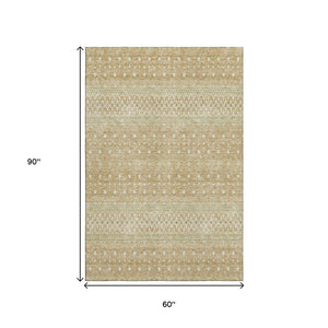 HomeRoots 5' X 8' Copper & Ivory Tribal Area Rug - Washable, UV-Protected, Perfect for Indoor & Outdoor Use! 657163