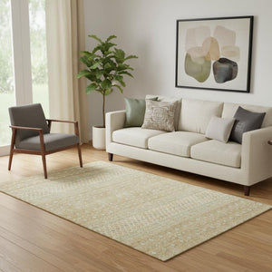 HomeRoots 5' X 8' Copper & Ivory Tribal Area Rug - Washable, UV-Protected, Perfect for Indoor & Outdoor Use! 657163