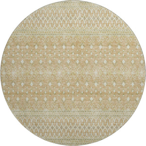 HomeRoots 8' Copper Tribal Round Rug – Washable, UV-Protected, Stylish & Durable for Homes with Kids & Pets 657164