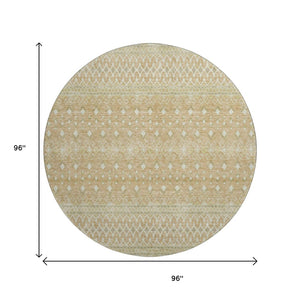 HomeRoots 8' Copper Tribal Round Rug – Washable, UV-Protected, Stylish & Durable for Homes with Kids & Pets 657164