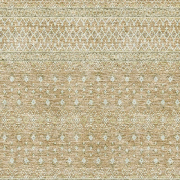 HomeRoots 9' X 12' Copper Tribal Area Rug - Washable, UV-Protected, Durable for Homes with Kids & Pets 657166