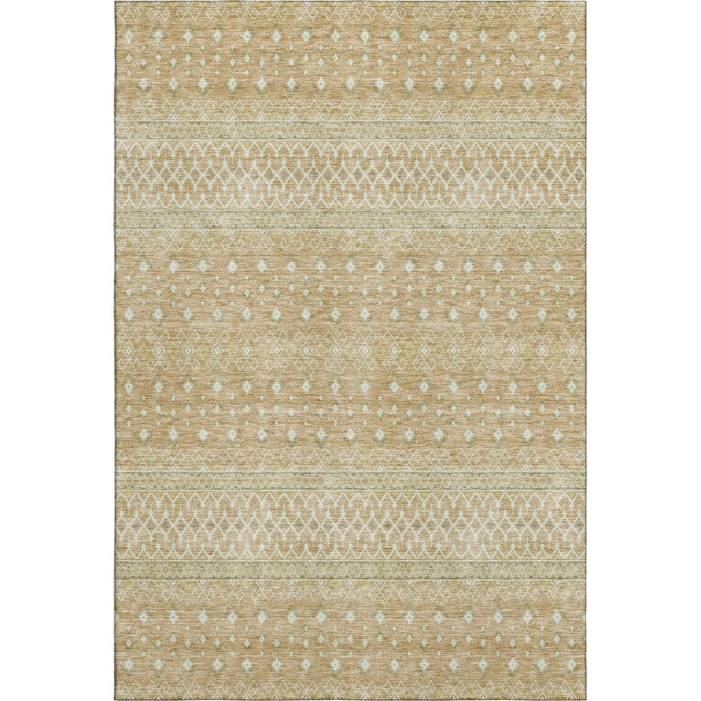 HomeRoots 9' X 12' Copper Tribal Area Rug - Washable, UV-Protected, Durable for Homes with Kids & Pets 657166