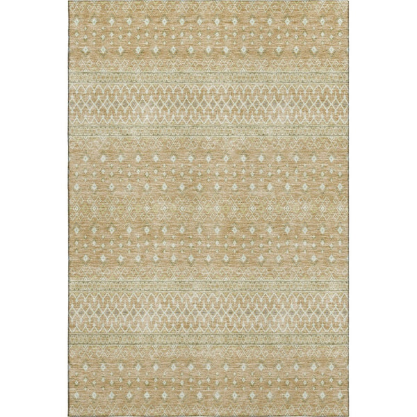 HomeRoots 9' X 12' Copper Tribal Area Rug - Washable, UV-Protected, Durable for Homes with Kids & Pets 657166