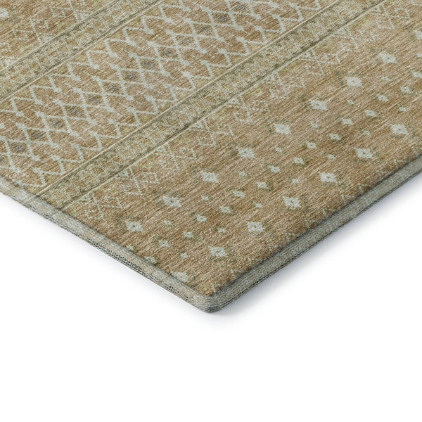HomeRoots 9' X 12' Copper Tribal Area Rug - Washable, UV-Protected, Durable for Homes with Kids & Pets 657166