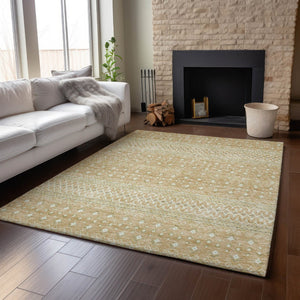 HomeRoots 9' X 12' Copper Tribal Area Rug - Washable, UV-Protected, Durable for Homes with Kids & Pets 657166