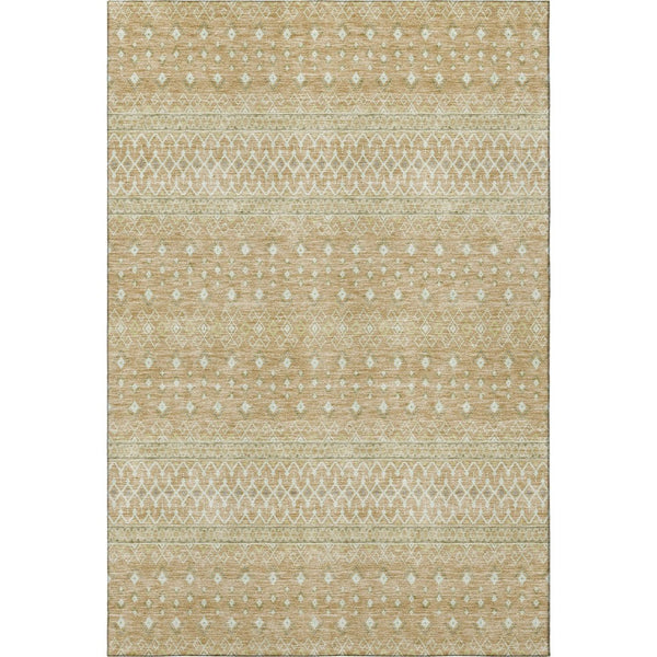 HomeRoots 9' X 12' Copper Tribal Area Rug - Washable, UV-Protected, Durable for Homes with Kids & Pets 657166
