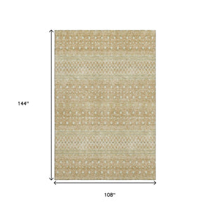 HomeRoots 9' X 12' Copper Tribal Area Rug - Washable, UV-Protected, Durable for Homes with Kids & Pets 657166