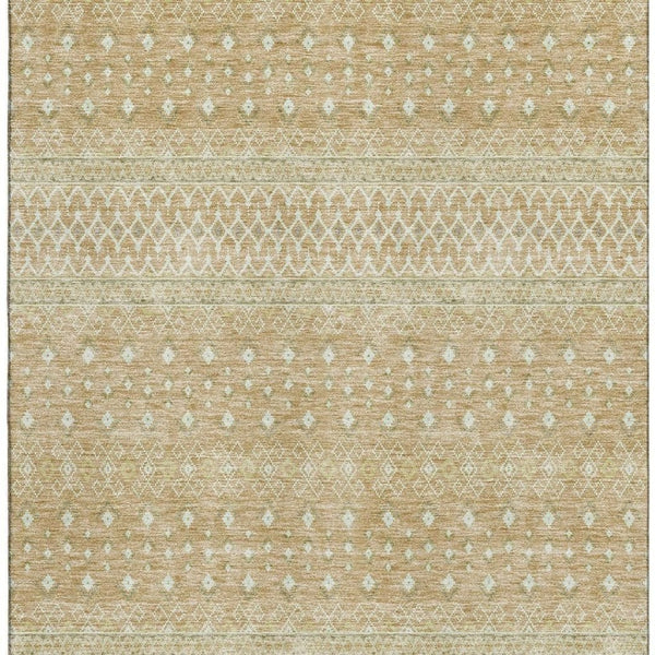 HomeRoots 10' X 14' Tribal Copper and Ivory Area Rug - UV Protected, Stain Resistant, Ideal for Busy Homes 657167