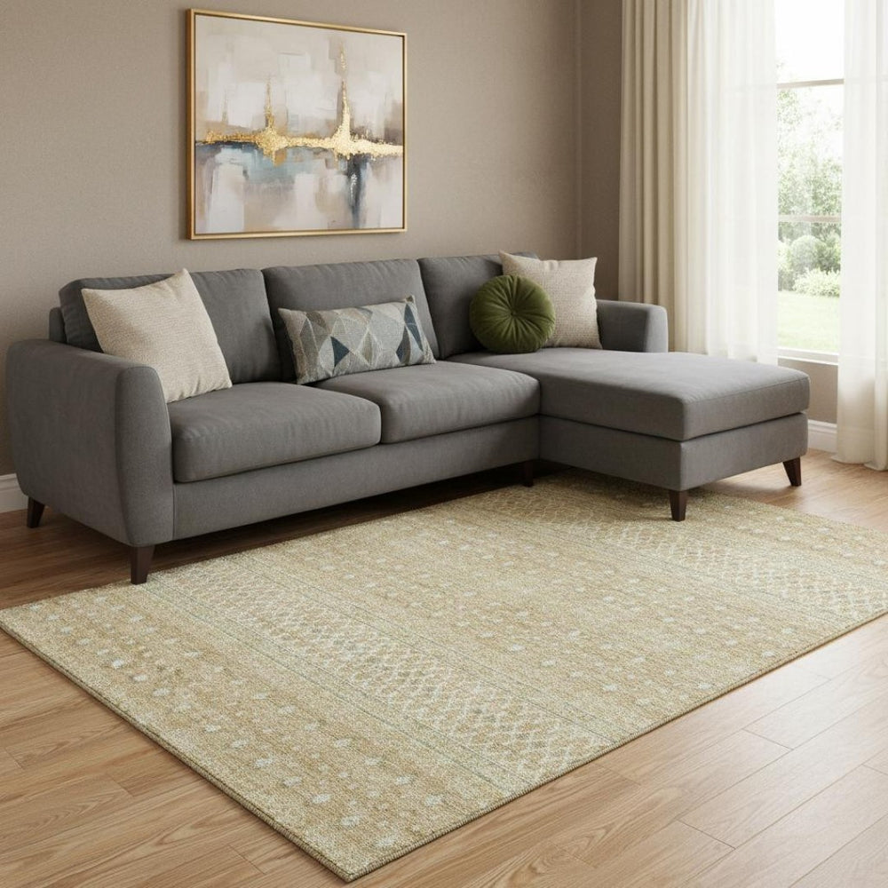 HomeRoots 10' X 14' Tribal Copper and Ivory Area Rug - UV Protected, Stain Resistant, Ideal for Busy Homes 657167