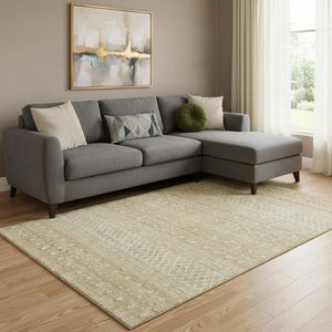 HomeRoots 10' X 14' Tribal Copper and Ivory Area Rug - UV Protected, Stain Resistant, Ideal for Busy Homes 657167