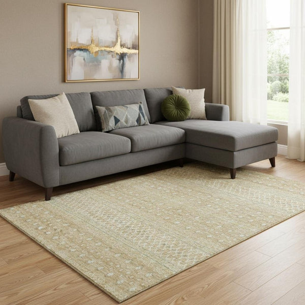 HomeRoots 10' X 14' Tribal Copper and Ivory Area Rug - UV Protected, Stain Resistant, Ideal for Busy Homes 657167