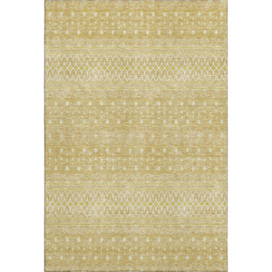 HomeRoots 10' Gold and Ivory Tribal Washable Area Rug - Stylish, Durable, UV-Protected for Large Spaces 657173