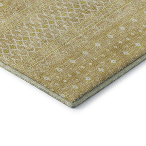 HomeRoots 10' Gold and Ivory Tribal Washable Area Rug - Stylish, Durable, UV-Protected for Large Spaces 657173