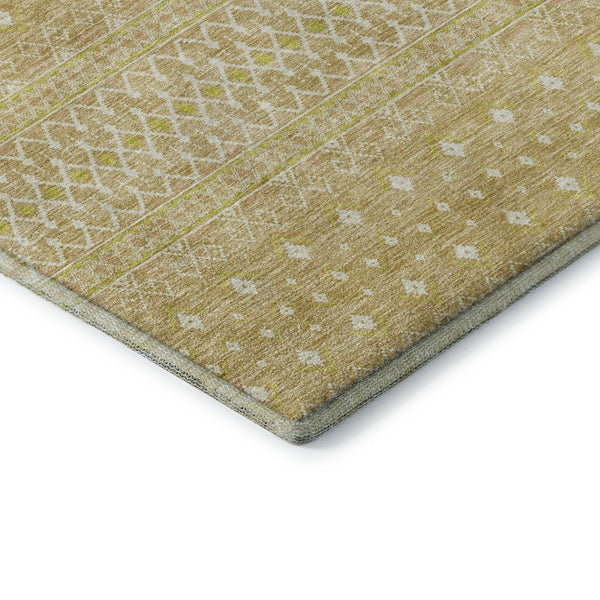 HomeRoots 10' Gold and Ivory Tribal Washable Area Rug - Stylish, Durable, UV-Protected for Large Spaces 657173