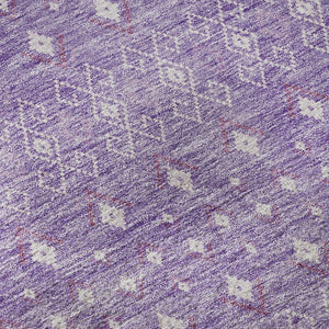 HomeRoots 8' Stylish Lavender and Ivory Tribal Round Rug with UV Protection – Durable, Washable, and Chic! 657176
