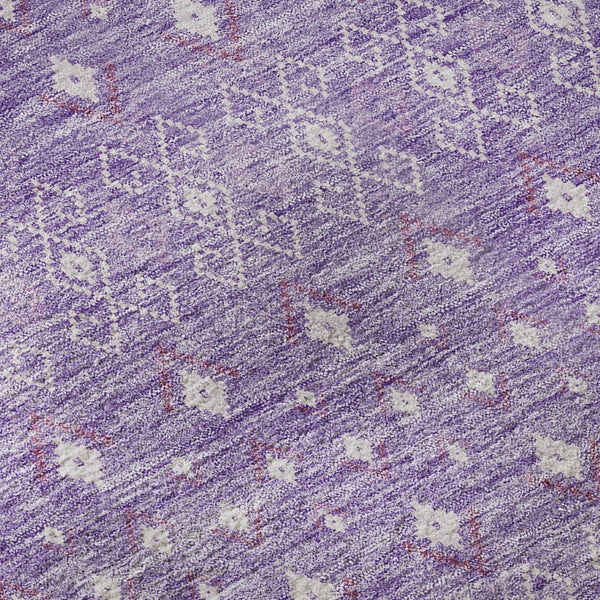 HomeRoots 8' Stylish Lavender and Ivory Tribal Round Rug with UV Protection – Durable, Washable, and Chic! 657176