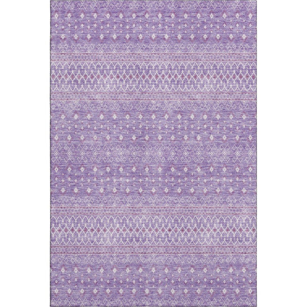 HomeRoots 9' X 12' Stylish Lavender & Ivory Tribal Washable Area Rug with UV Protection for Active Homes 657178
