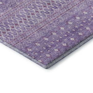 HomeRoots 9' X 12' Stylish Lavender & Ivory Tribal Washable Area Rug with UV Protection for Active Homes 657178