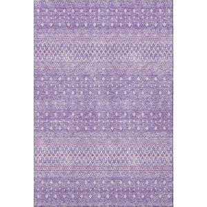 HomeRoots 9' X 12' Stylish Lavender & Ivory Tribal Washable Area Rug with UV Protection for Active Homes 657178