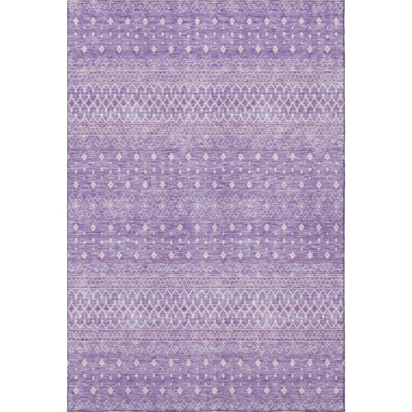 HomeRoots 9' X 12' Stylish Lavender & Ivory Tribal Washable Area Rug with UV Protection for Active Homes 657178