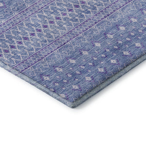 HomeRoots 8' Sky Blue Tribal Round Rug - Washable, UV Protected, Stain-Resistant for Indoor & Outdoor Use 657182
