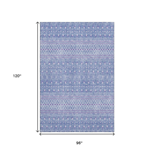 HomeRoots 8' X 10' Sky Blue Tribal Area Rug - Washable, UV-Protected, Stylish & Durable for Busy Homes 657183