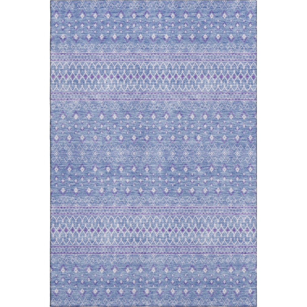 HomeRoots 9' X 12' Sky Blue & Ivory Tribal Area Rug - Washable, UV-Protected, Stain-Resistant Stylish Design 657184