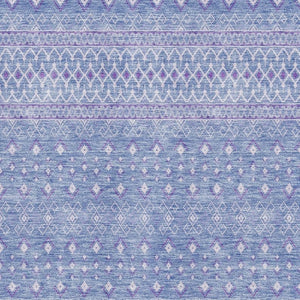 HomeRoots 9' X 12' Sky Blue & Ivory Tribal Area Rug - Washable, UV-Protected, Stain-Resistant Stylish Design 657184