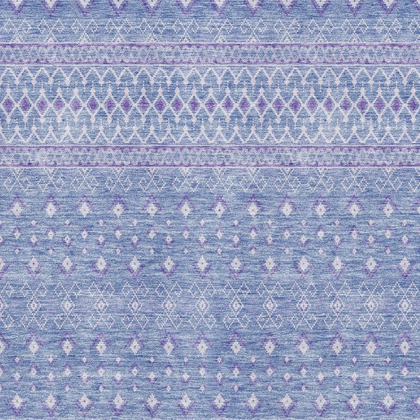 HomeRoots 9' X 12' Sky Blue & Ivory Tribal Area Rug - Washable, UV-Protected, Stain-Resistant Stylish Design 657184