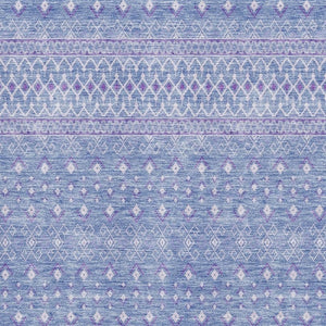 HomeRoots 10' Sky Blue & Ivory Tribal Washable Area Rug - Durable, UV-Protected, Perfect for Kids & Pets! 657185