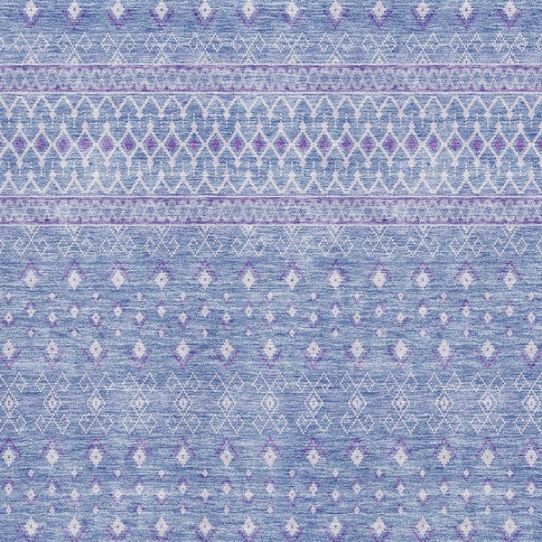 HomeRoots 10' Sky Blue & Ivory Tribal Washable Area Rug - Durable, UV-Protected, Perfect for Kids & Pets! 657185