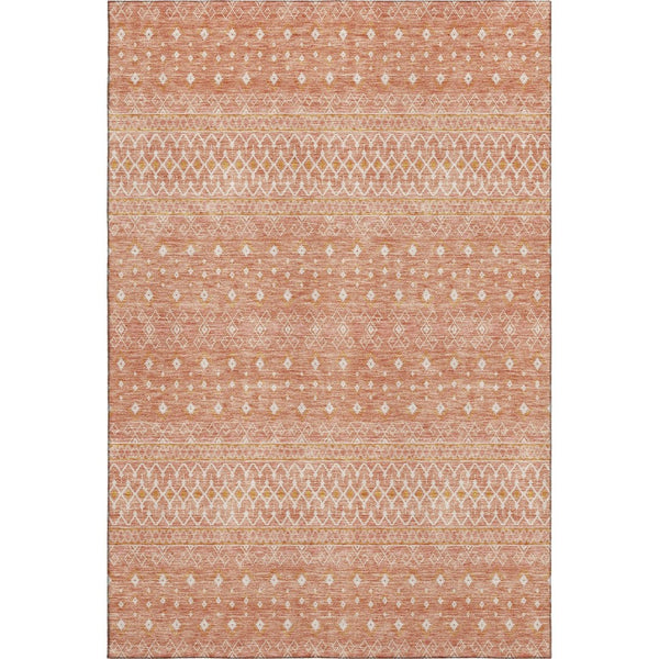 HomeRoots 9' X 12' Salmon & Ivory Tribal Area Rug - Durable, Washable, UV-Protected for Stylish Homes & Pets 657190