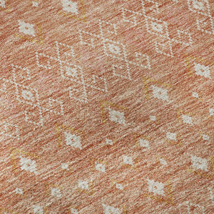 HomeRoots 9' X 12' Salmon & Ivory Tribal Area Rug - Durable, Washable, UV-Protected for Stylish Homes & Pets 657190