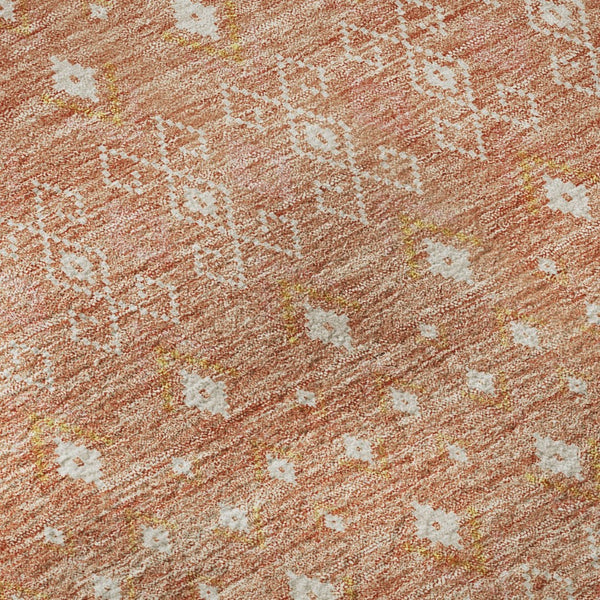HomeRoots 9' X 12' Salmon & Ivory Tribal Area Rug - Durable, Washable, UV-Protected for Stylish Homes & Pets 657190
