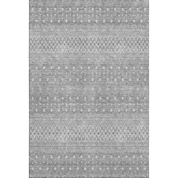 HomeRoots 8' X 10' Stylish Silver & Gray Tribal Area Rug – Washable, UV Protected, Stain Resistant for Homes 657195