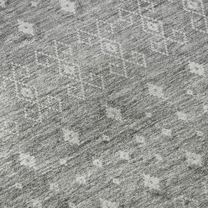 HomeRoots 10' X 14' Silver and Gray Tribal Area Rug - Washable, UV Protected, Durable for High-Traffic Spaces 657197