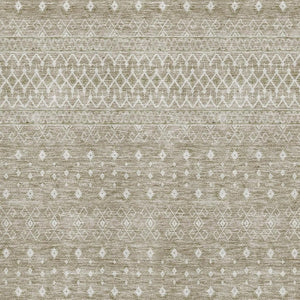 HomeRoots 5' X 8' Taupe And Ivory Tribal Area Rug - Washable, UV-Protected, Durable & Stylish for Any Space 657199