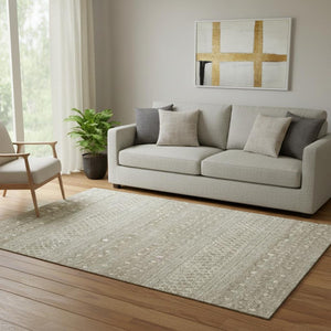 HomeRoots 5' X 8' Taupe And Ivory Tribal Area Rug - Washable, UV-Protected, Durable & Stylish for Any Space 657199