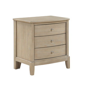 English Elm Classic Farmhouse Three-drawer Nightstand Mindy Veneer Distressed Beige Bedside Storage B011P416544