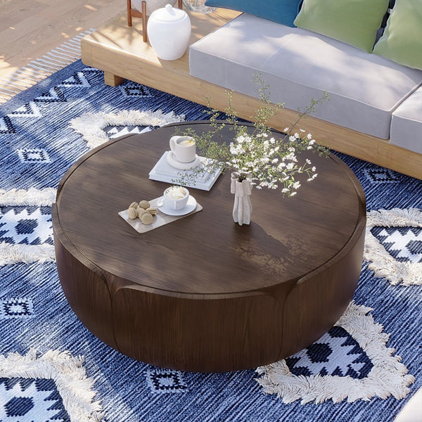 English Elm 35.43" Square Mgo Cement Coffee Table Weatherproof Indoor Outdoor Low Profile Modern Brown W757P387416