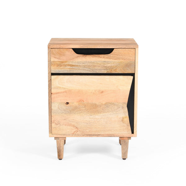 English Elm Christopher Knight Home® - Natural Solid Mango Wood Nightstand with 1 Drawer, Minimal Cutout Handles, Handcrafted Modern Finish N758P194740X