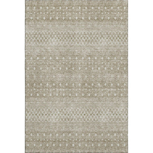 HomeRoots 8' X 10' Stylish Taupe and Ivory Tribal Area Rug – UV Protected, Stain Resistant, Ideal for Families 657201