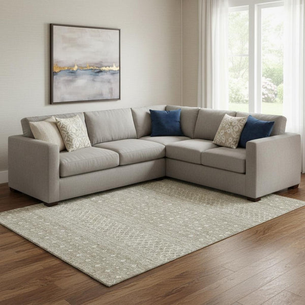 HomeRoots 8' X 10' Stylish Taupe and Ivory Tribal Area Rug – UV Protected, Stain Resistant, Ideal for Families 657201