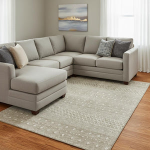 HomeRoots 9' X 12' Taupe & Ivory Tribal Washable Area Rug with UV Protection for Modern & Classic Decor Styles 657202