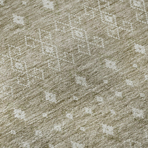 HomeRoots 10' X 14' Taupe And Ivory Tribal Area Rug - Washable, UV-Protected, Family-Friendly & Durable Design 657203