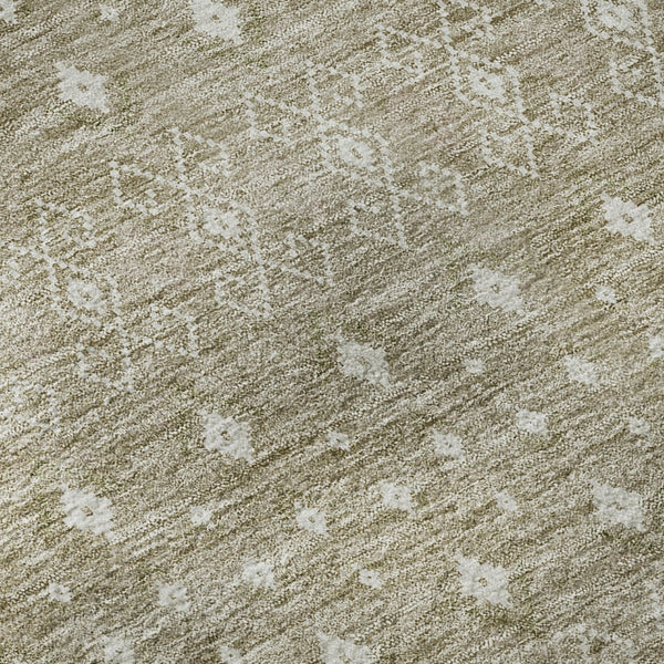 HomeRoots 10' X 14' Taupe And Ivory Tribal Area Rug - Washable, UV-Protected, Family-Friendly & Durable Design 657203